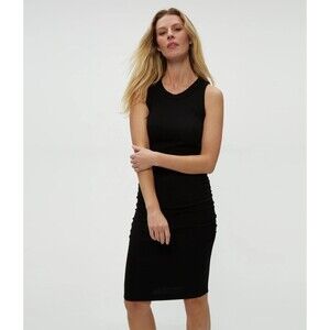 Michael Stars Demi Ribbed Dress Black Size L